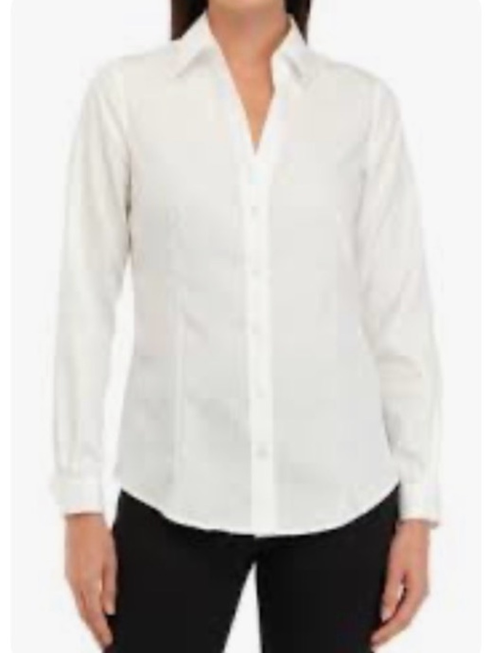 The Limited Stretchy Tailored White Button Front Blouse, Large
